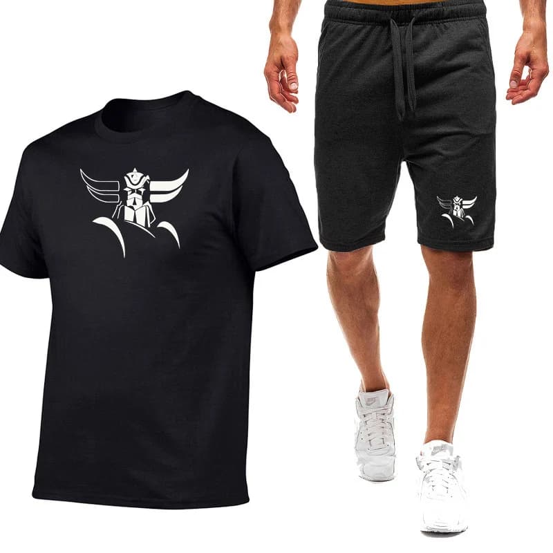 Completo Estivo da Uomo Mazinger Z, Set Sportivo Casual a Due Pezzi con Maglietta a Maniche Corte e Pantaloncini, Abbigliamento Sportivo alla Moda