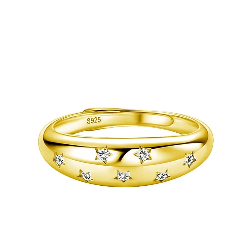 Moissanite stellato - Anello cielo per donna - Luce - Gioielli a mano di nicchia minimalista in argento sterling S925 di moda di lusso
