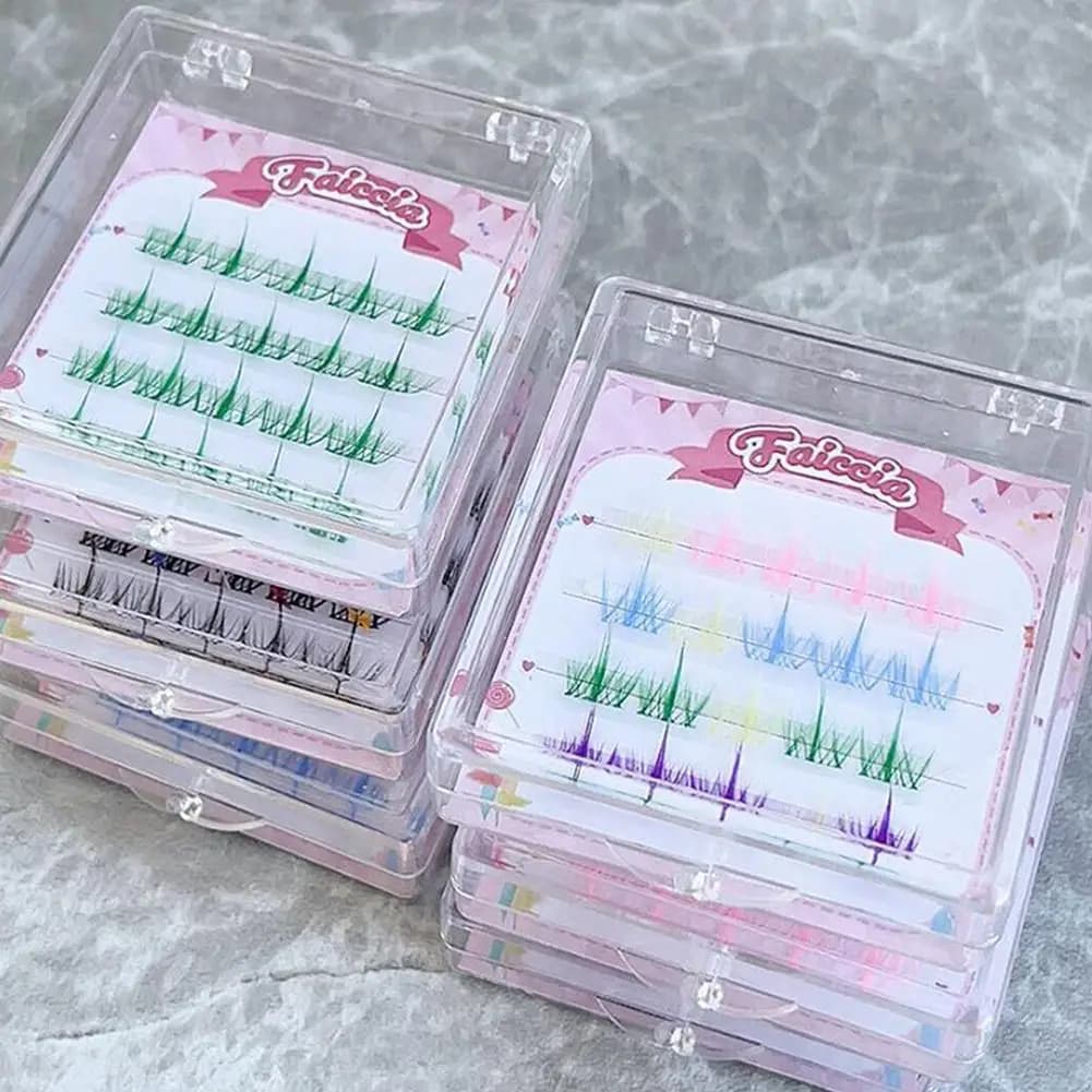 NUOVI grappoli di ciglia colorate Ciglia Manga Ciglia finte colorate Naturale lungo finto mazzo Trucco all'ingrosso