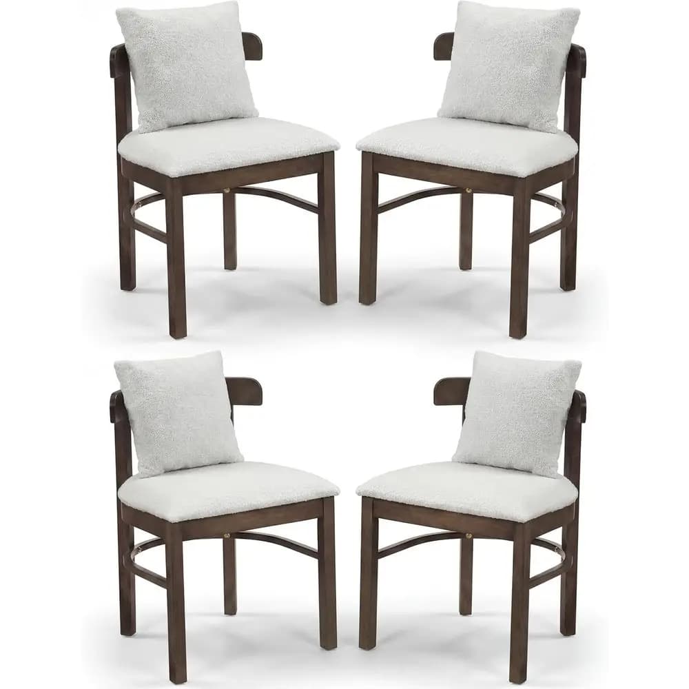 Set di 4 Sedie da Pranzo Imbottite con Schienale Curvo e Cuscini Rimovibili per Cucina o Soggiorno