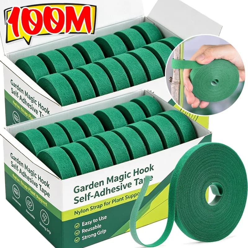 100/2M Magic Self Adhesive Nylon Cable Ties Green Plants Hook Loop Support Fixed Strips Tape Garden Twine Bandage Fasteners Tool