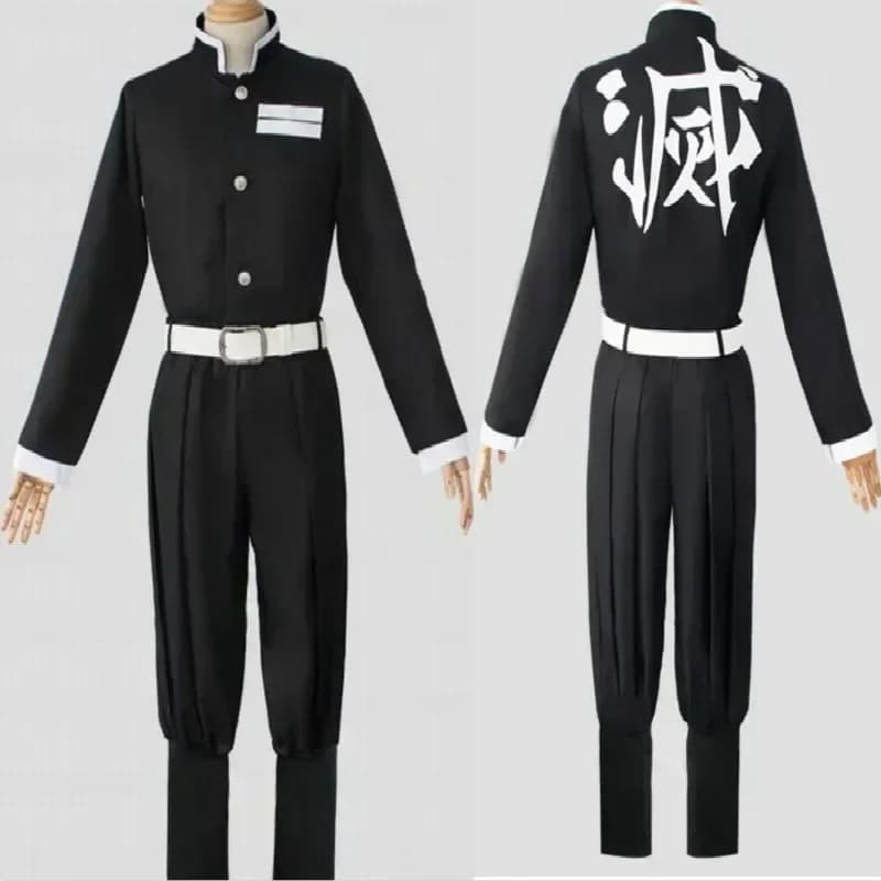 2025 Costume cosplay di Halloween Anime Demon Slayer Kimetsu no Yaiba Top Giacca Pantaloni Nero Squadra Set uniforme unisex Halloween