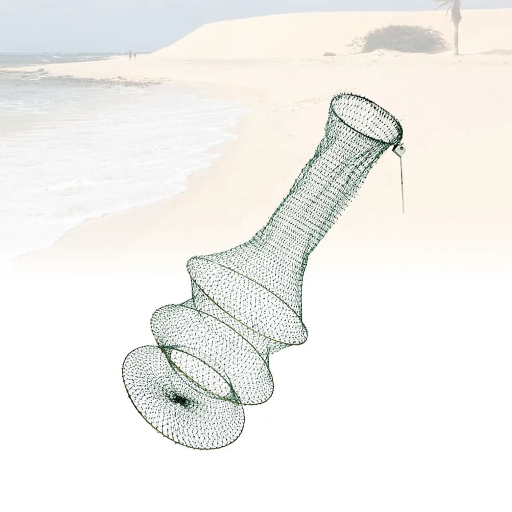 Rete da Pesca a 3 Strati Intrecciata a Mano, in Nylon Resistente alla Ruggine, Pieghevole e Robusta, Rete da Sbarco Antiurto per la Pesca di Pesci e Gamberetti in Acqua Dolce