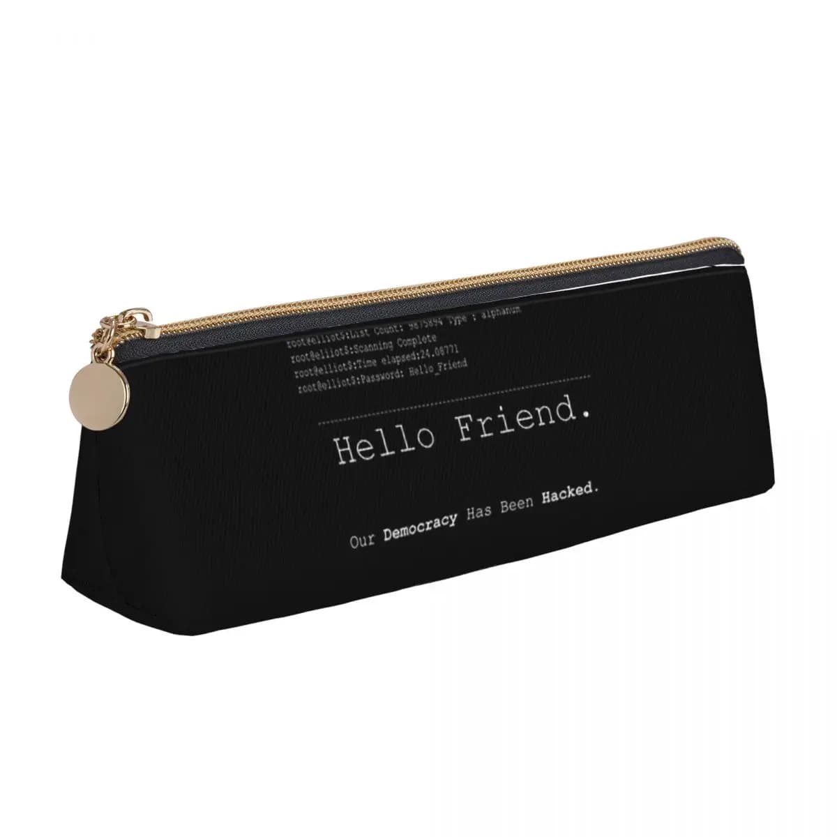 Mr Robot Hello Friend Fsociety Astucci portapenne Portapenne Forniture di cancelleria Astuccio grande per penne Astuccio per matite per bambini