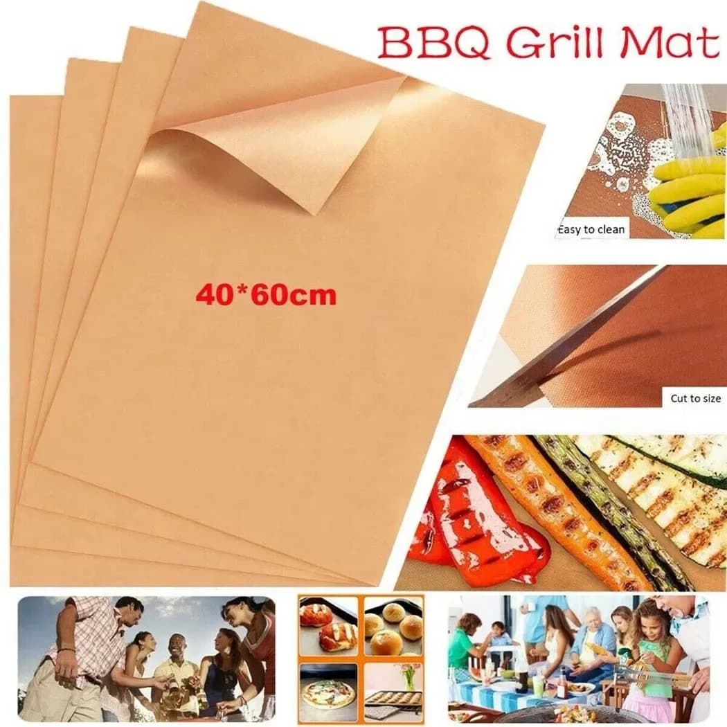 4pcs 60x40cm Non-stick BBQ Grill Mat Baking Paper Cooking Grilling Sheet Kitchen Tools For Gas Grill Charcoal Frying Foil