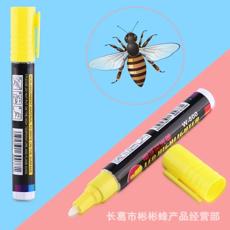 Marker Pen LED Highlighter Marks Pen 135mm*4mm 8 Colors Optional Bevel Nib Paintbrush Beekeeping Queen Bee Tools 1 Pcs