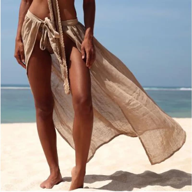 2023 new covers summer women beachwear tunic cotton gown swimsuit pareo skirt enveloping swimsuit cover