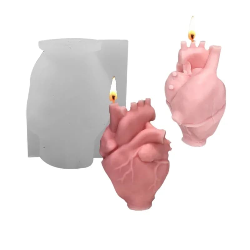 DIY Human Heart Silicone Candle Molds Creative 3D Heart Candle Making Kit Hand Craft Gypsum Resin Soap Mould Home Artwork