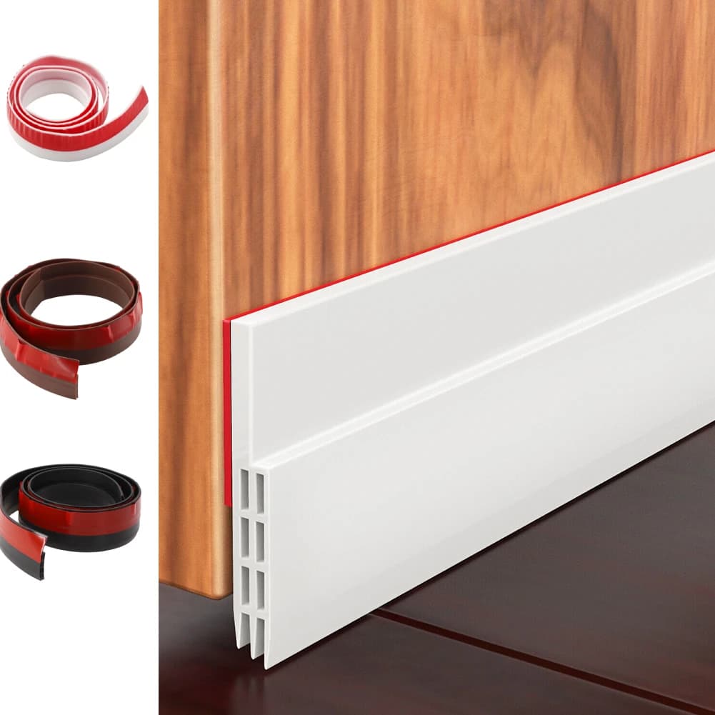 1M Windbreak Strip Self-Adhesive Flexible Door Draft Excluder Strip Tape Bottom Seal Stopper Door Bottom Weather Sealing Stip