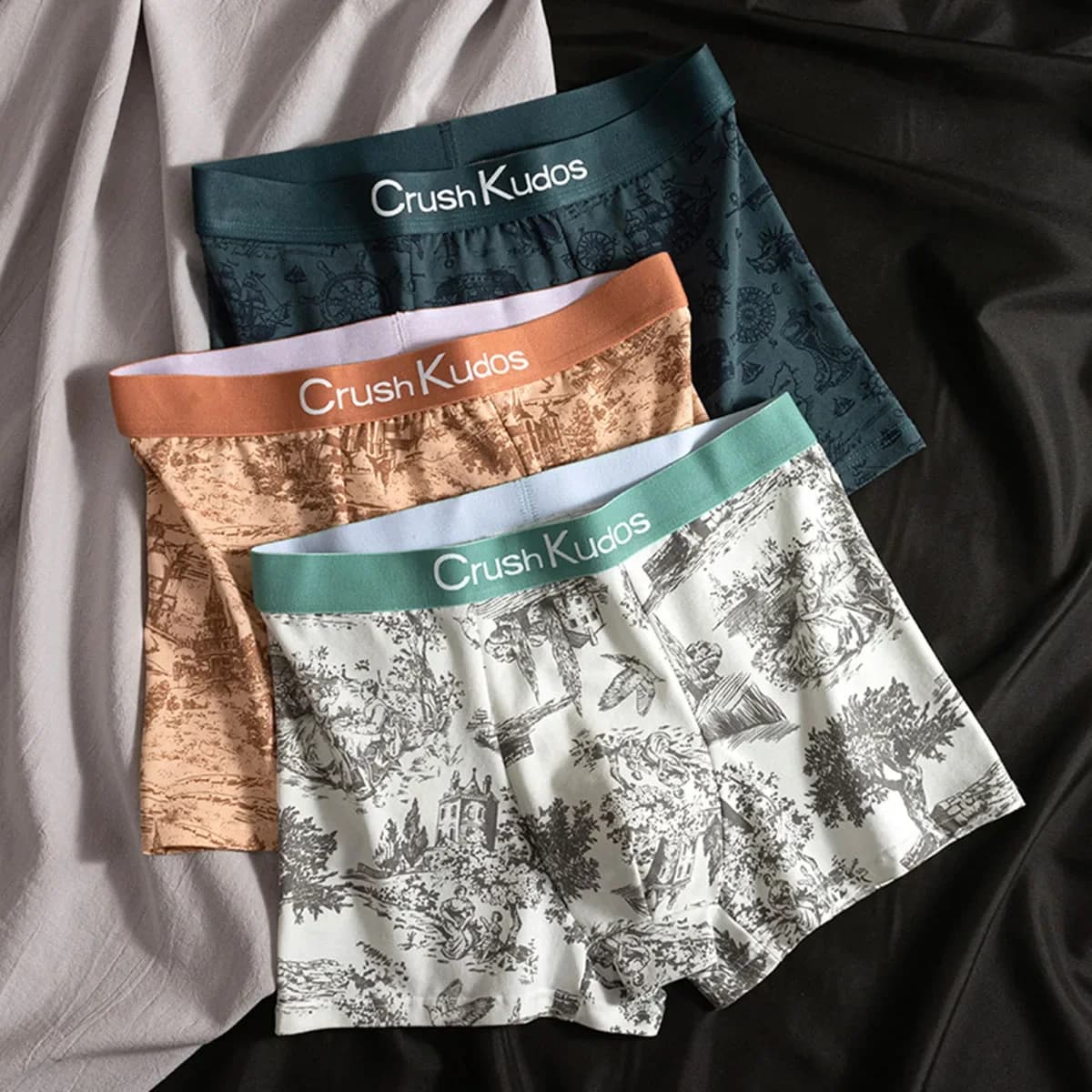 Men's European And American Size Printed Fashionable Underwear Comfortable Plus Size Boxer Shorts Casual Sports Shorts