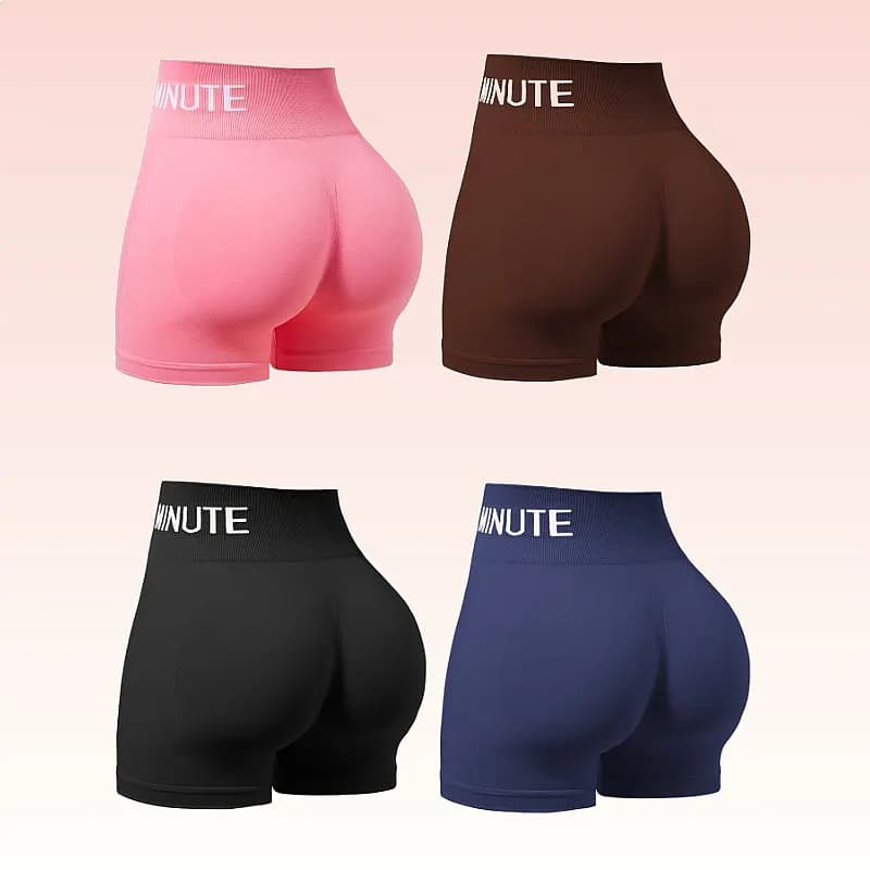 Gym Letter Shorts Women High Waist Seamless Yoga Shorts Workout Running Hip Lifting Sport Stretchy Cycling Leggings