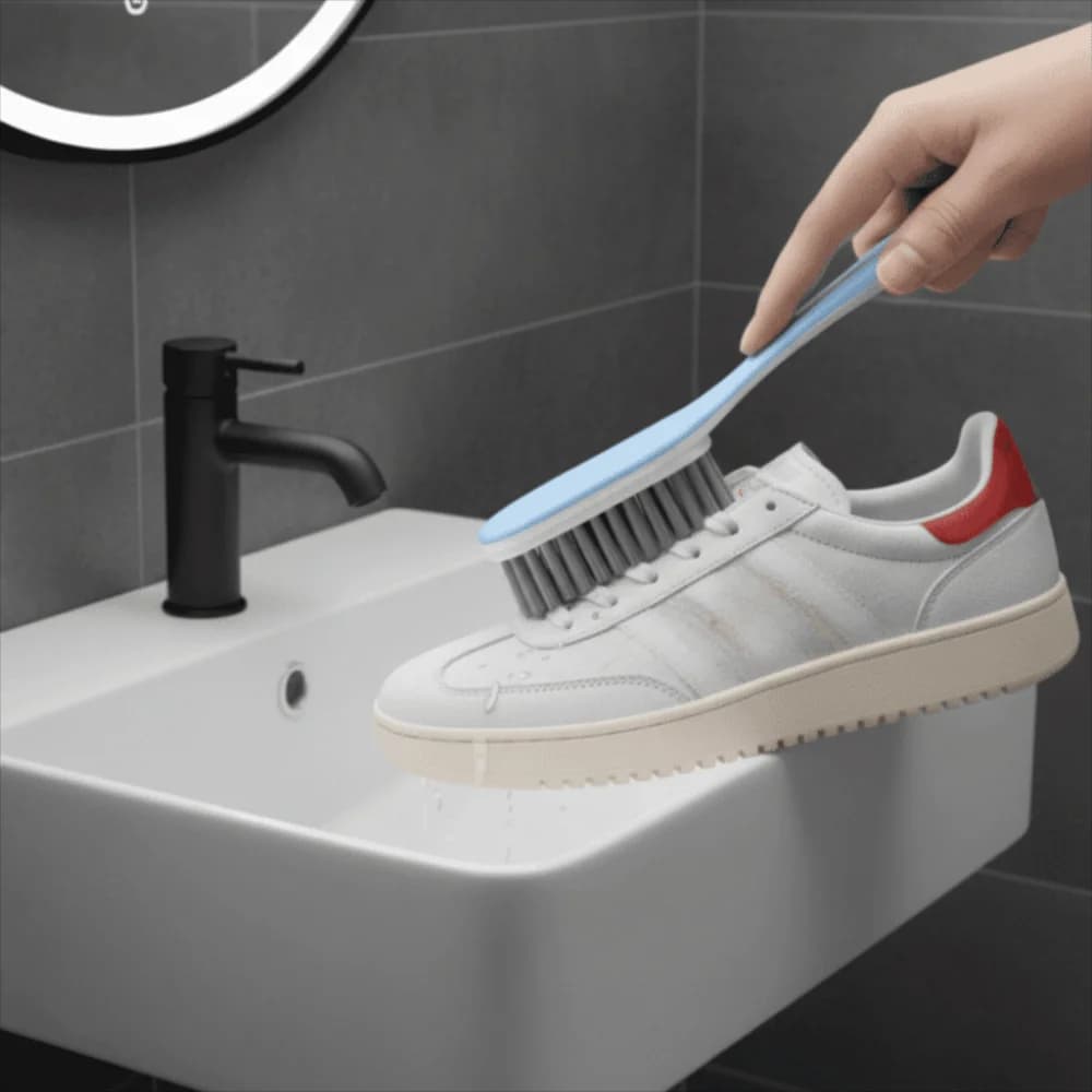 Spazzola Portatile per Rimozione Macchie, Set di Spazzole per Pulizia con Setole Morbide e Densi, Manico Lungo per Scarpe e Vestiti