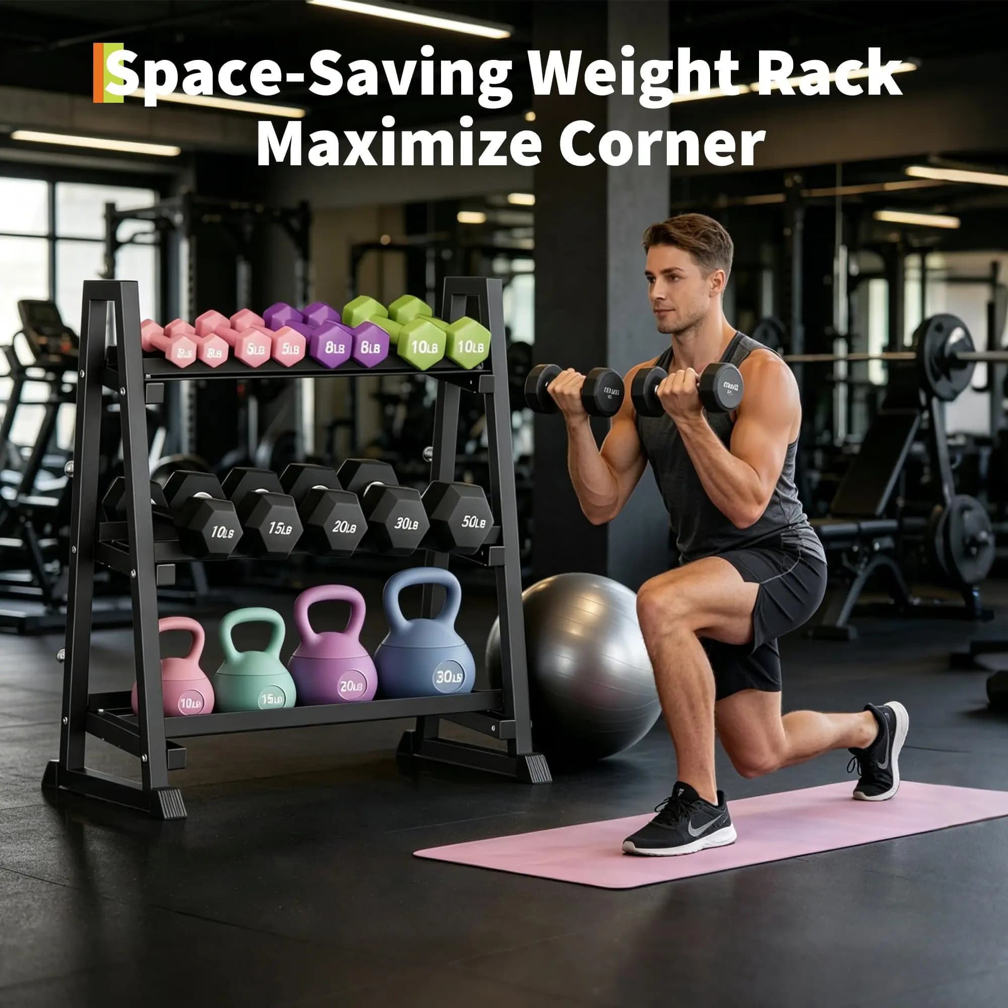 Dumbbell Rack 3 Tier Weight Rack For Home Gym Trapezoidal Frame And H Frame Weight Stand For Dumbbells Kettlebells And Weight Plates 1300 LBS Capacity