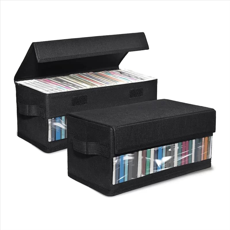 AT43-Scatola portaoggetti completa per gioielli, confezione da 2, contiene 32 cds, contenitore sottile per riporre oggetti da 60 cds