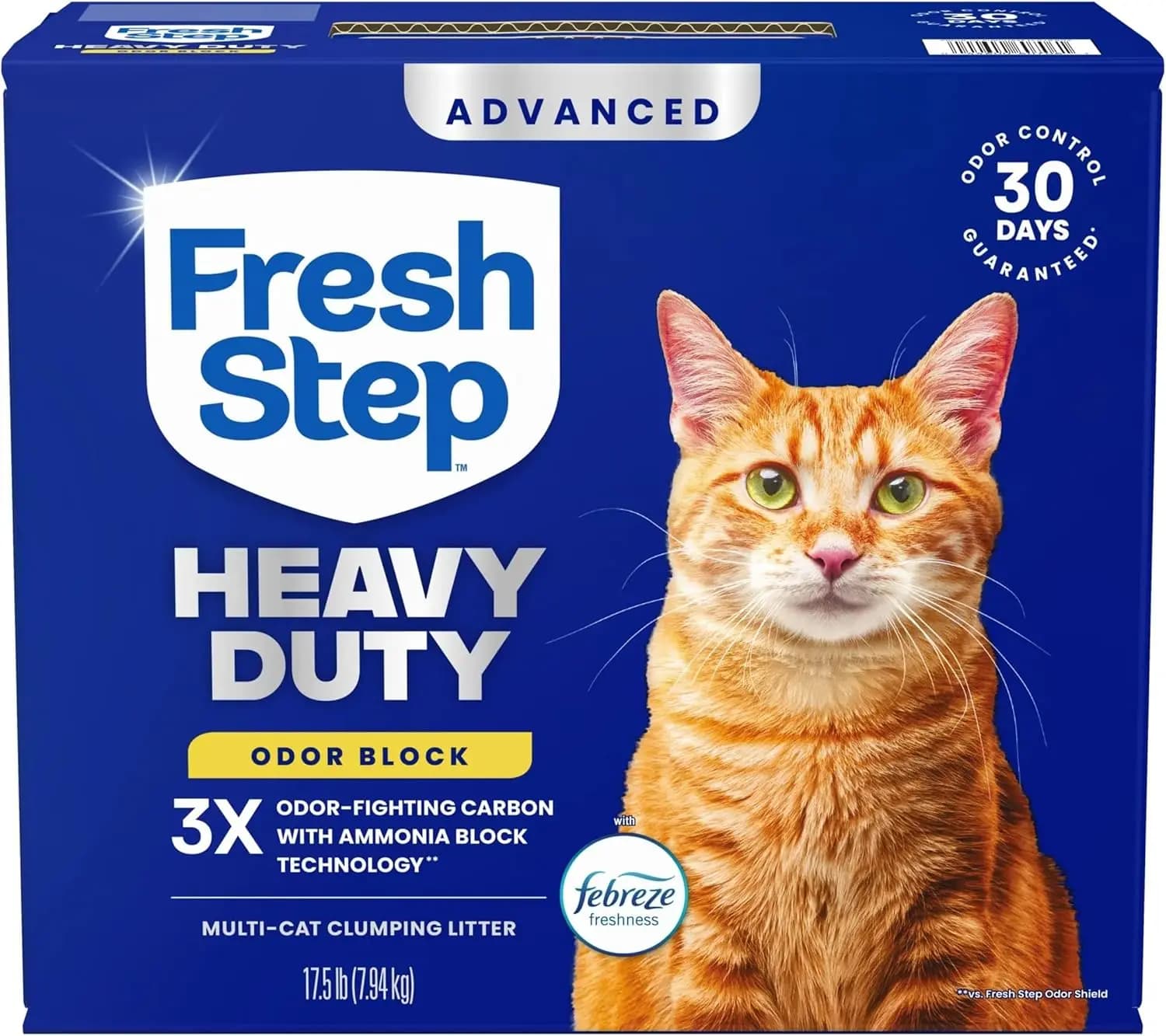 Lettiera Agglomerante Avanzata per Gatti Multipli con Febreze, Blocco Odori Potente, 7,9 kg (Confezione Potrebbe Variare)