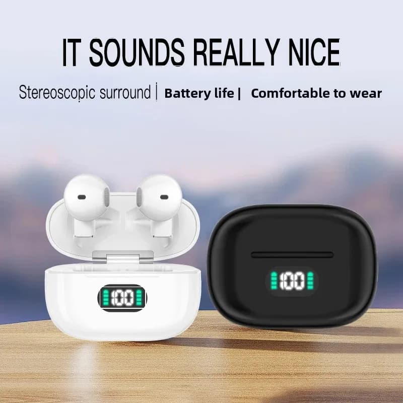 Soleeanre wireless sports fans with digital display and stereo microphone for all smartphones