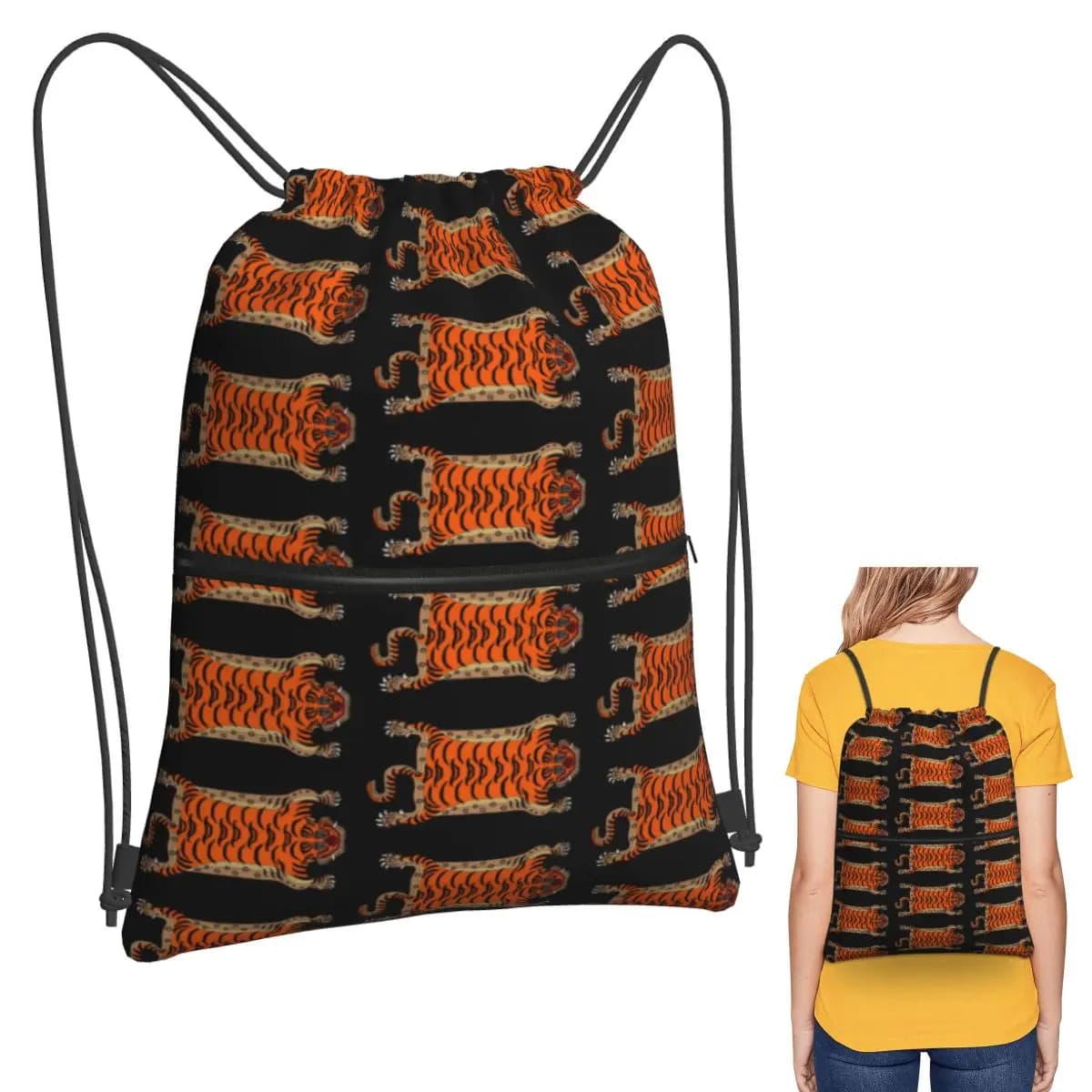 Zaini per tappeti tigre tibetani Borse multifunzionali portatili con coulisse Borsa sportiva Borse per libri per la scuola di viaggio