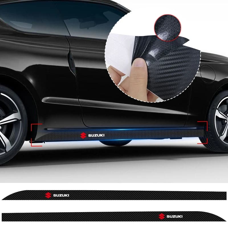 2pc Carbon Car Door Side Skirt Sill Stripe Sticker Decals Styling Caps for Suzuki DZire IGNIS Alto GW250 Spacia Jimmy VITARA SX4