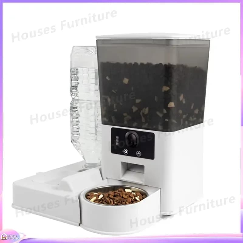 Smart Automatic Pet Feeder with Camera WiFi App Control Remote Feed Timer for Dogs and Cats Elevated Food Bowl Smart Feeding
