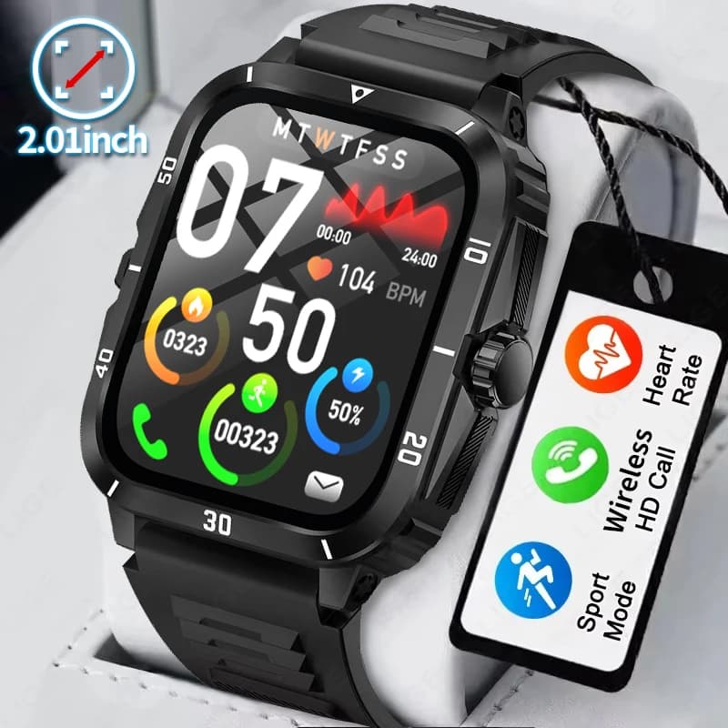 2.01 Schermo Smart Watch Chiamata Bluetooth Monitor sanitario Sport Fitness Assistente vocale impermeabile Smartwatch da uomo per Android IOS