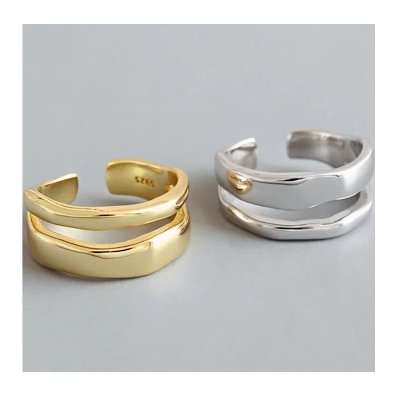 Anello Creativo, Anello a Doppio Strato Cavo con Lati Larghi, Anello Aperto Personalizzato con Lati Larghi, Anello per Dito Indice