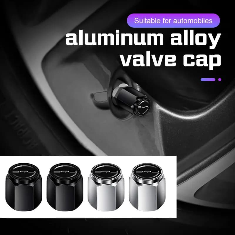 4 Pezzi per BYD Song Plus Atto 3 4 Han EV Tang DM Qin Seal Dolphin, Copri Valvola Impermeabile in Metallo per Pneumatici Auto, Accessori