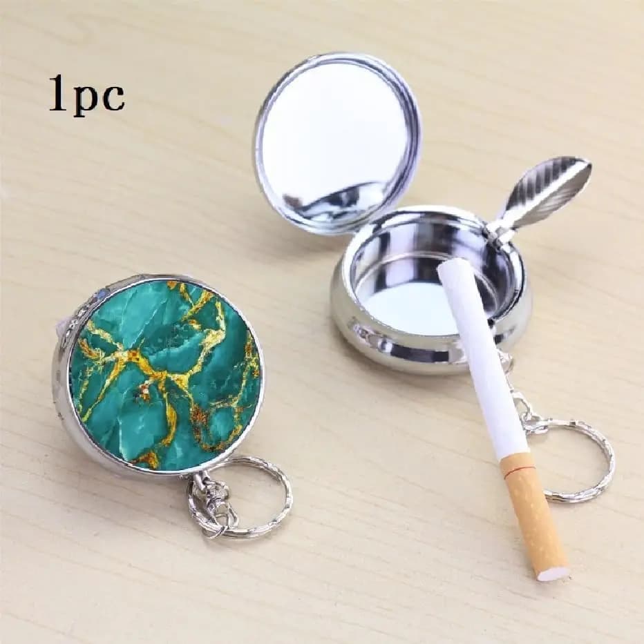 10pc Sublimation Blank Portable Pocket Ashtray/Vehicle Cigarette Ashtray DIY Print Mini Stainless Steel Ashtrays with Key Chain