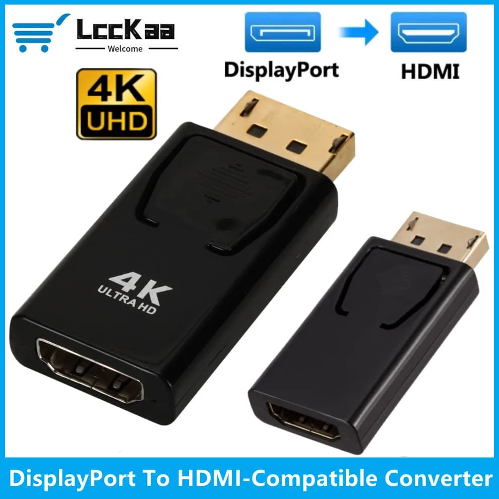 LccKaa Convertitore adattatore compatibile da DisplayPort a HDMI 4K HD 1080P Adattatore compatibile da DP a HDMI per PC Laptop Proiettori HDTV