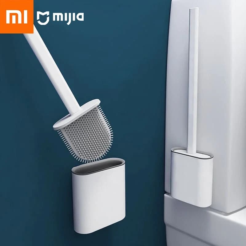 Xiaomi Mijia Spazzola per la pulizia della toilette Spazzola a setole morbide flessibili a testa piatta con supporto Scopino per WC Detergente in silicone per WC