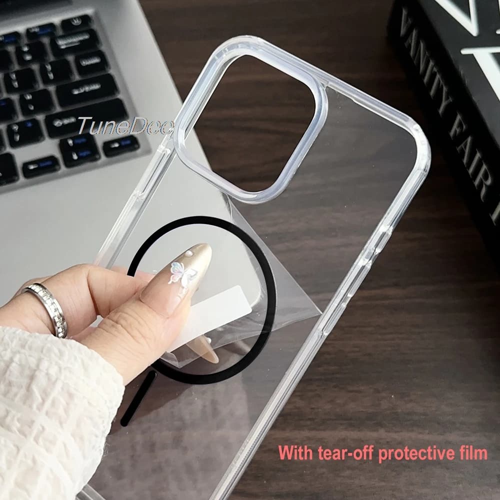 Magnetic Wireless Charge For Magsafe Transparent Acrylic Case For iPhone 17 18 11 12 13 14 15 16 Pro Max Shockproof Bumper Cover