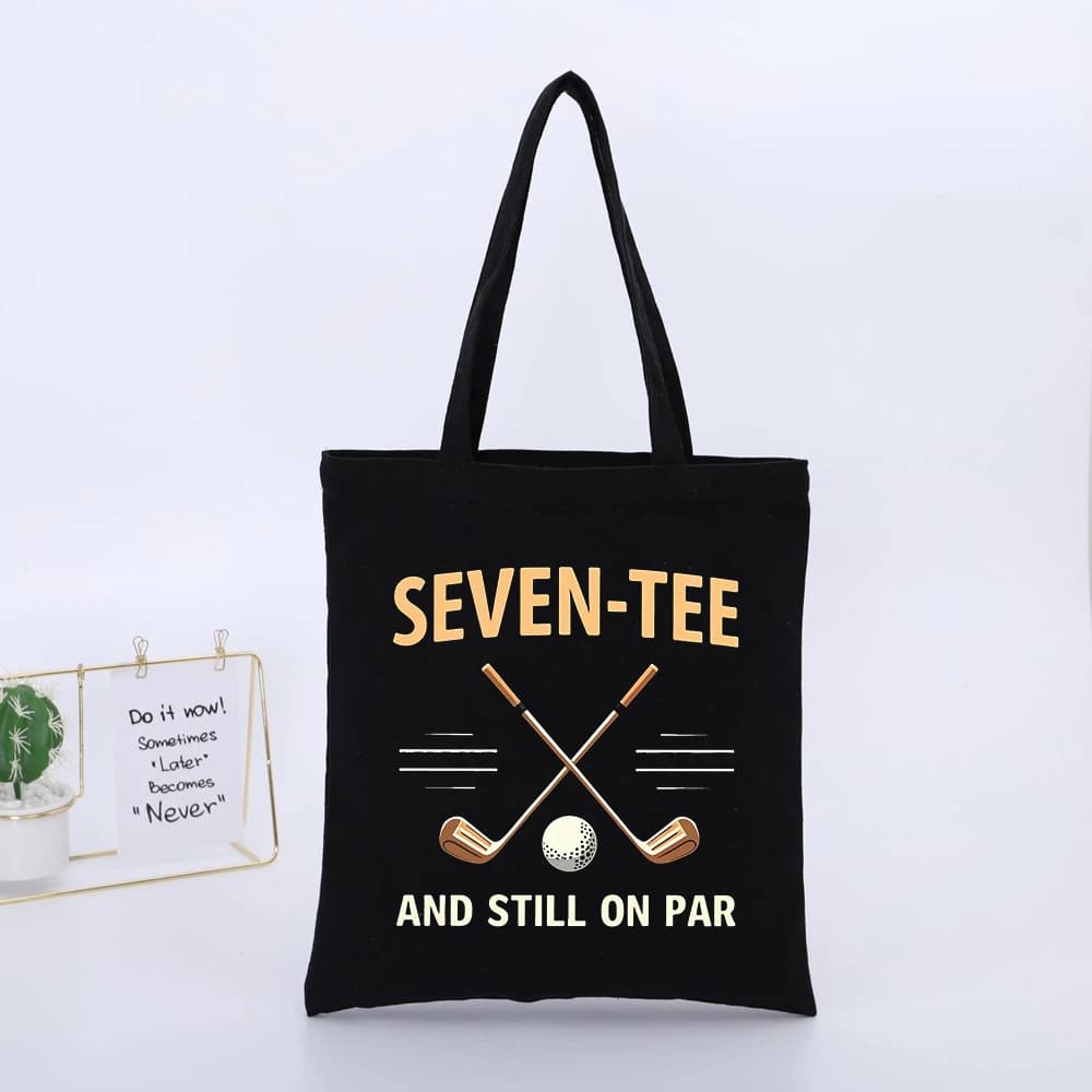 Golf Club and Ball Print Canvas Tote Bag, Casual Style for Daily Use and Weekend Outings