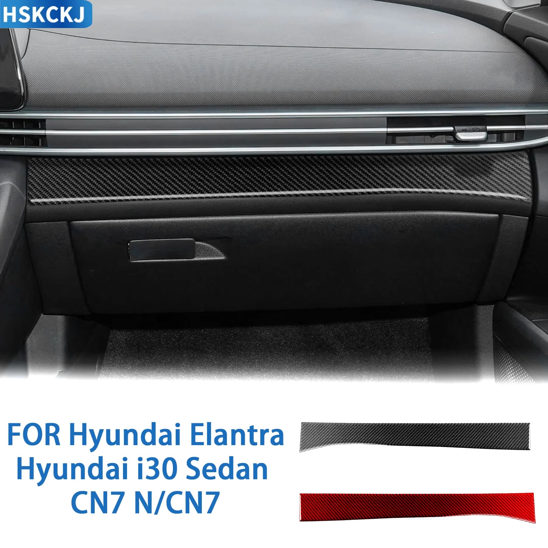 For Hyundai Elantra CN7 i30 Sedan CN7 N 2021-2026 Carbon Fiber Co-pilot Dashboard Air Vent Lower Decor Strip Interior Stickers