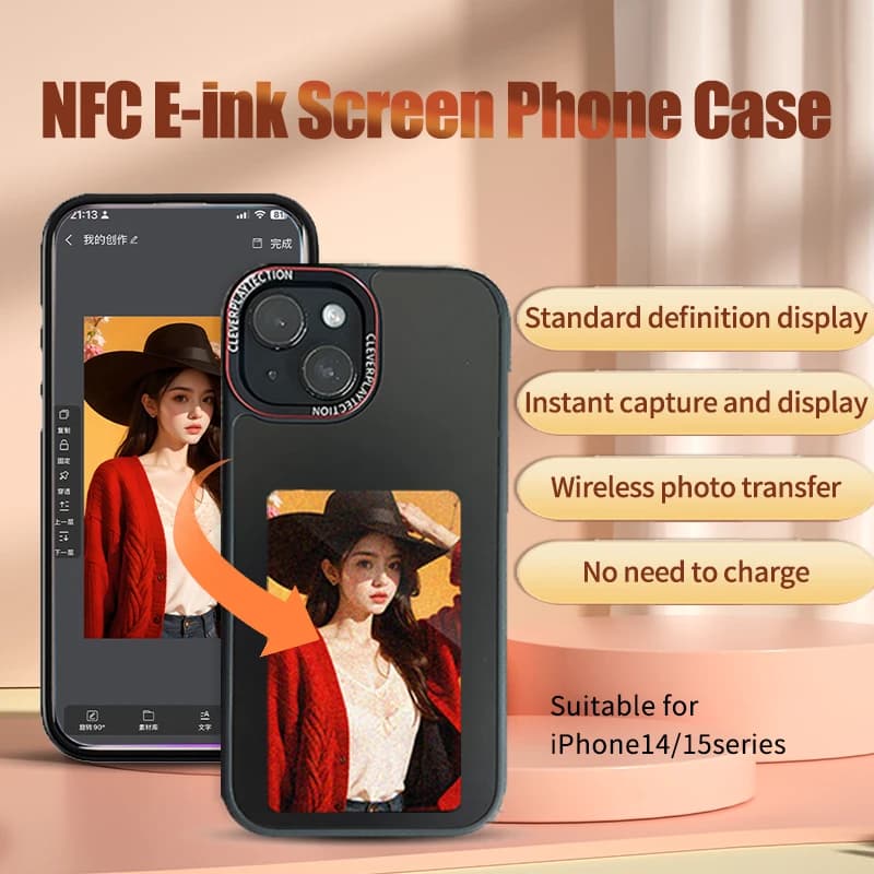 Smart 3-Color E-Ink Display Phone Case DIY Customizable Photo Shockproof Protective Phone Cover Screen Casting Personalized Gift