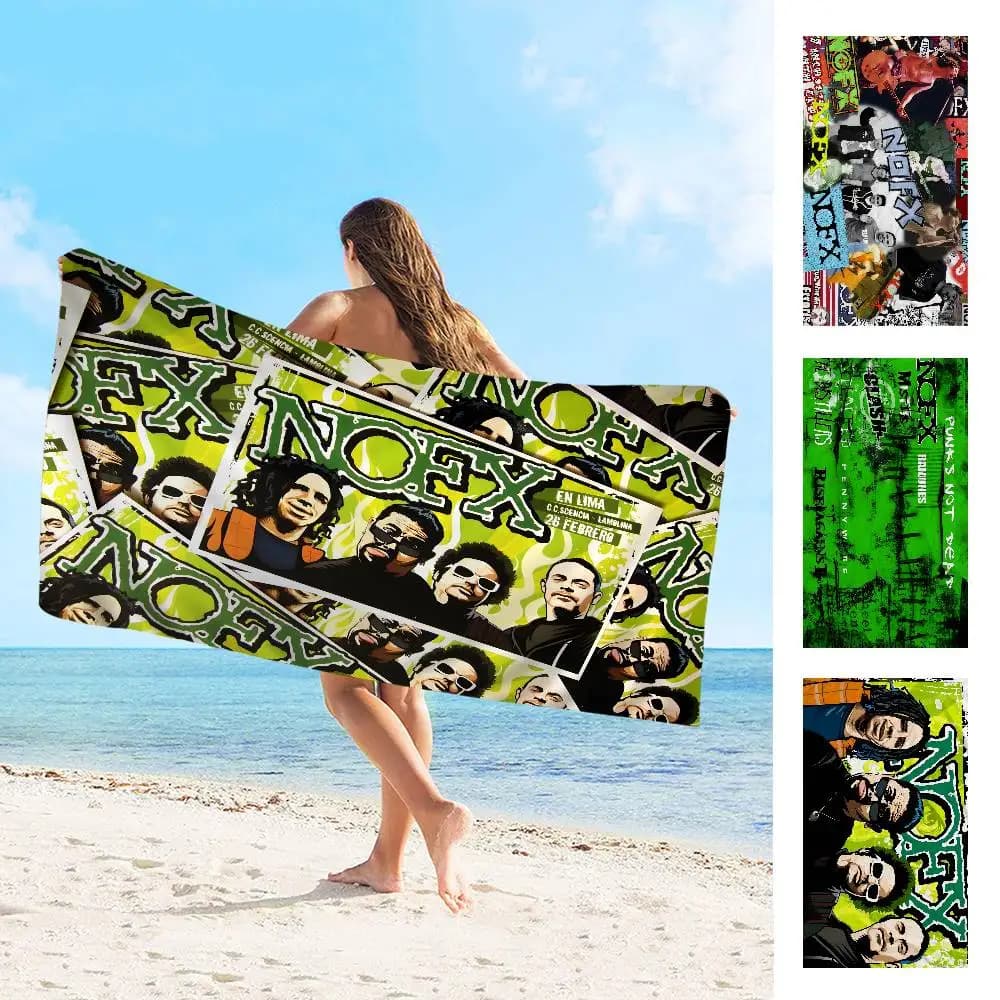 Rock Band N-NOFX Anime Beach Asciugamano da nuoto Morbido e assorbente, regalo per bambini, per viaggi, campeggio, palestra