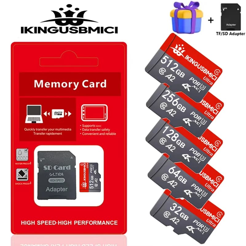 Extreme Pro Flash 64GB Cards Micro SD Card 256GB Micro SDXC 256GB UHS-I 512GB U3 V30 TF Card Memory Card Adapter for Camera DJI