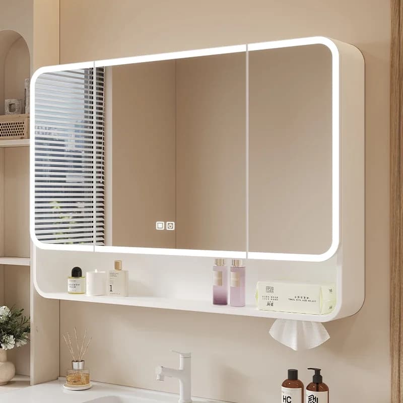 Armadietto Specchio Organizzatore per Bagno, Mensole Contenitore, Accessori, Armadietto Porta Medicinali, Mobile Disinfettante, Arredamento Casa