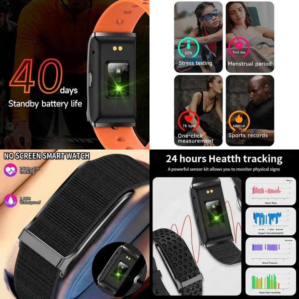 B03F Braccialetto fitness impermeabile Monitoraggio della salute per l'intera giornata Fascia sportiva in silicone intrecciato