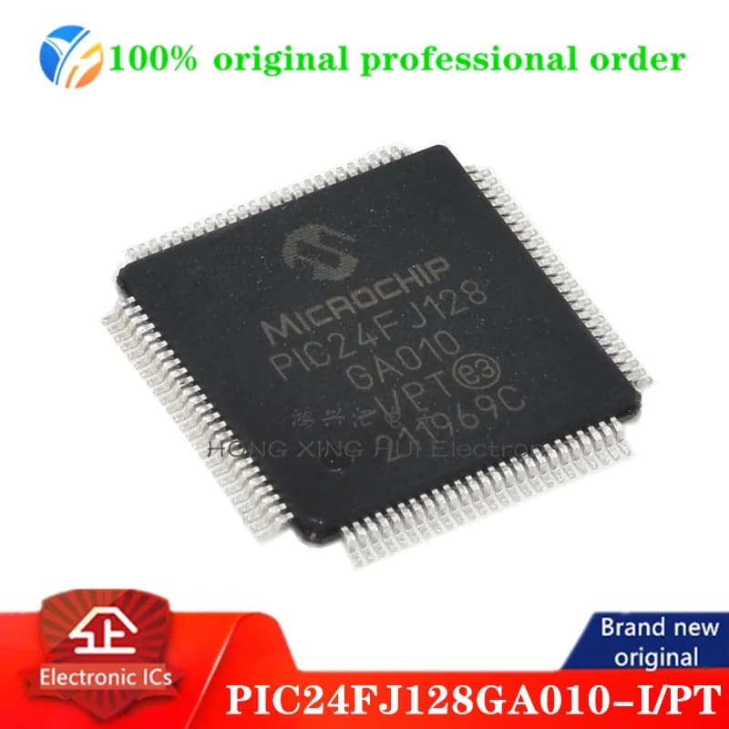 100% originale PIC24FJ128GA010-I/PT MCU PIC RISC a 16 bit 128KB Flash 2,5 V/3,3 V Vassoio TQFP a 100 pin
