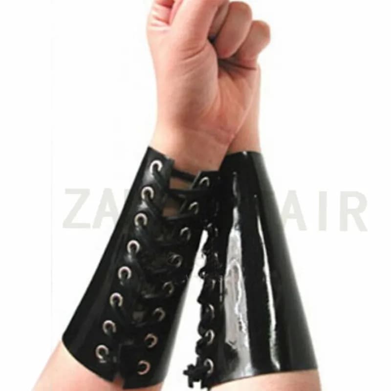 Lingerie sexy fatta a mano spessore 1,0 mm Lattice Club Wear Unisex Donna Uomo Guanti corti da polso Polsino Bracer Fetish Uniforme