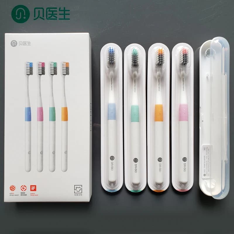 DR.BEI toothbrush Family Pack couples imported in soft fur food material toothbrush 4 colors with travel box for smart home