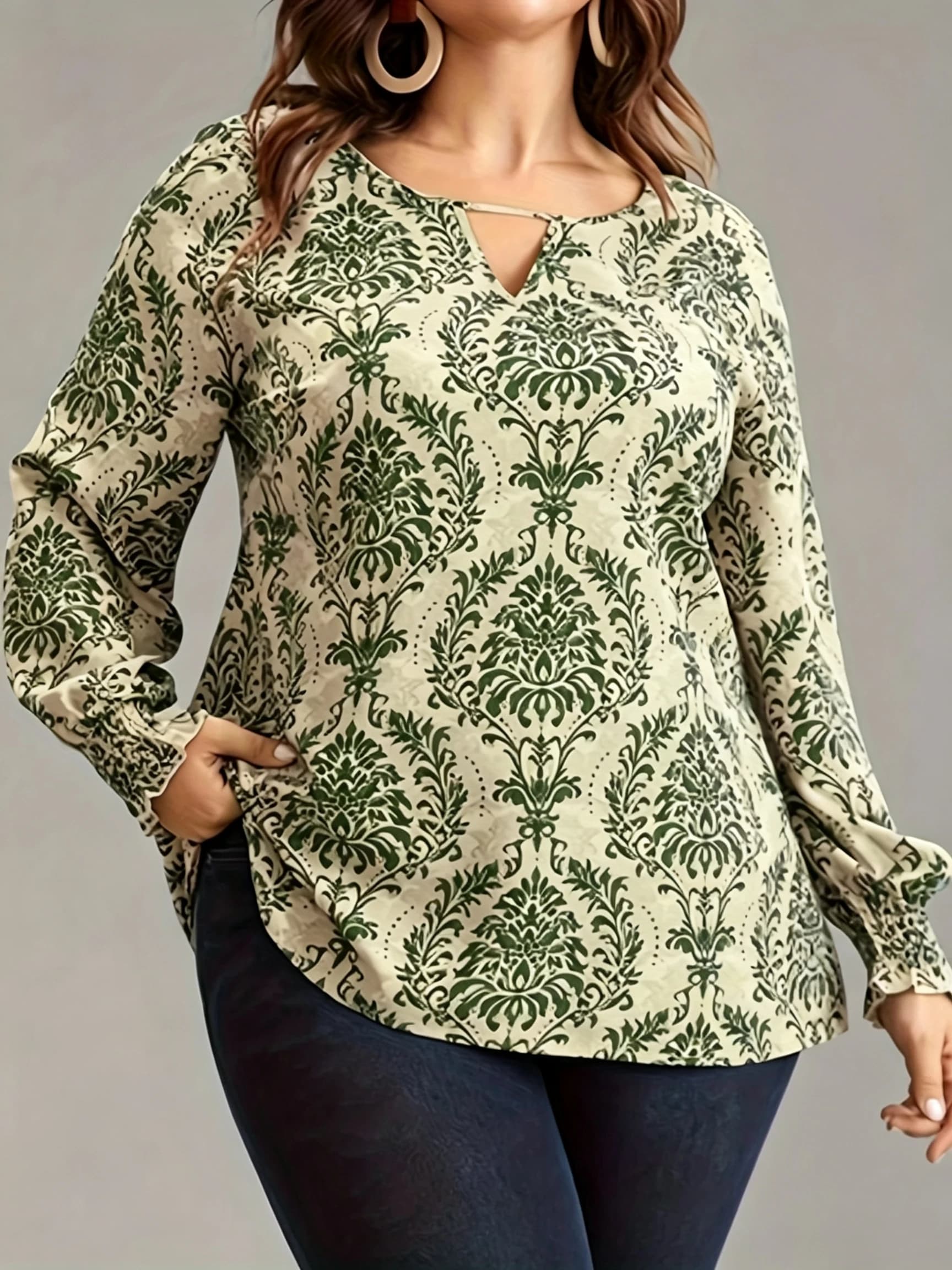 1XL-5XL Plus Size Autumn Spring Fashion Elegant Print Shirt Blouse O-Neck 3XL 4XL Big Size Women Long Sleeve T-shirt Tops