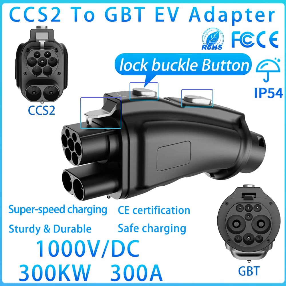 Unirise CCS2 To GBT EV Adapter Connector 1000V 300kW DC Fast Charging Converter For Electric Car CCS2 to GB/T Ev Charger Adaptor