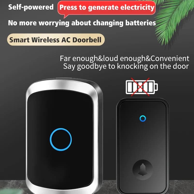 Campanello wireless impermeabile autoalimentato Smart Home senza batteria Ricevitore remoto con portata 150M con campanello suoneria