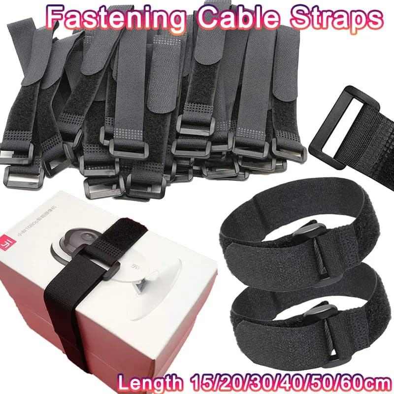 5/10 pz Riutilizzabili Cavo di Fissaggio Cinghie di Fissaggio Fascette per cavi con Gancio e Anello di Fissaggio Regolabile in Nylon Cinch Strap Lunghezza 15-60 cm