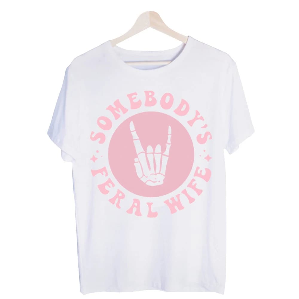 Women's Skeleton Hand Gesture Graphic Tee, Short Sleeve Crew Neck T-Shirt with Slogan Print for Casual Daily Wear