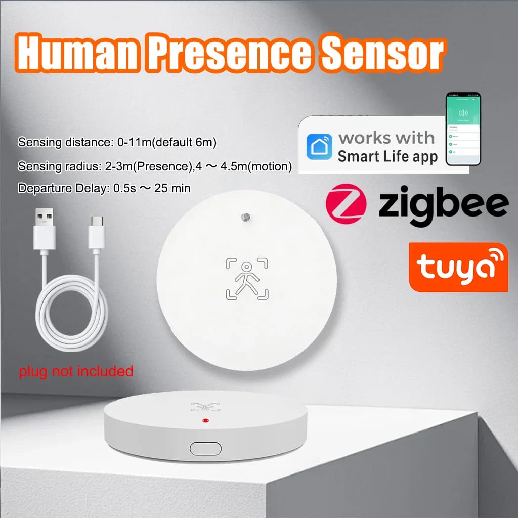 Tuya Zigbee 3.0 24GHz MmWave Human Presence Detector Luminance Static Motion Sensor Smart Life Home Security Automation Alarm