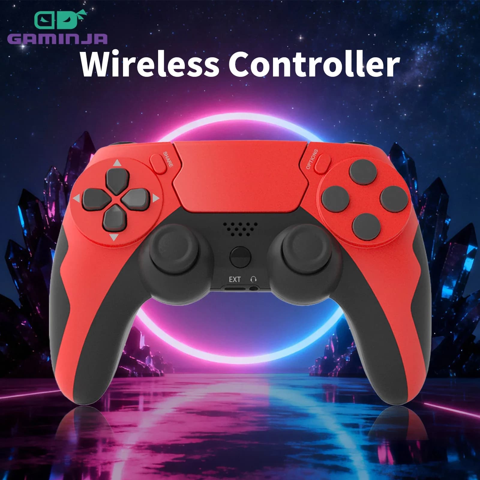GAMINJA Nuovo Gamepad Wireless P48 con Giroscopio a Sei Assi Controller di Gioco per PS4 PS3 Console Doppia Vibrazione PC Joystick