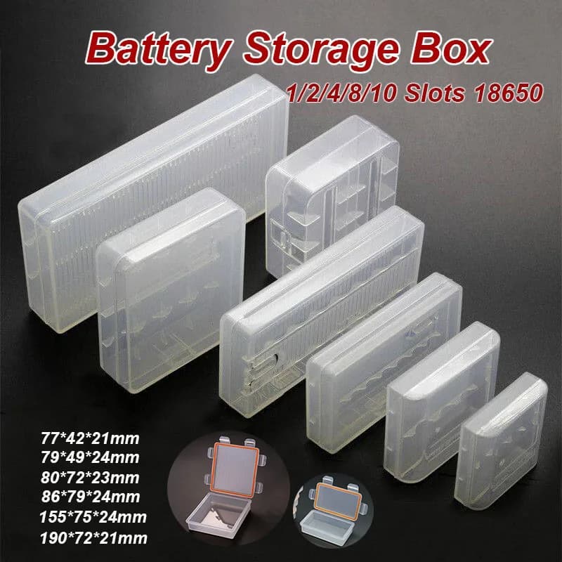 1 custodia rigida per batterie da 1/2/4/8/10 slot, per batterie ricaricabili 18650, custodie in plastica per power bank