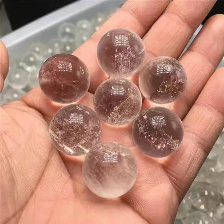 Set di 10 Sfere di Cristallo di Quarzo Bianco Naturale, Sfere Energetiche per Guarigione Reiki e Decorazione