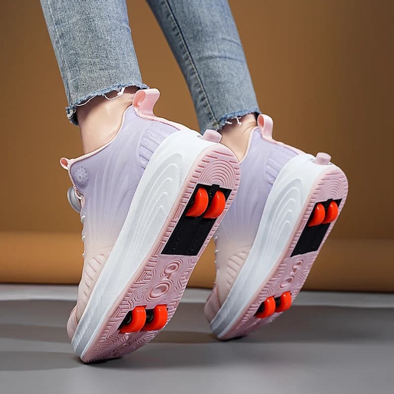 Nuovi pattini a rotelle rotanti che si illuminano al buio Ragazze Scarpe da passeggio retrattili a quattro ruote invisibili Ragazzo per studenti Taglie 29-41